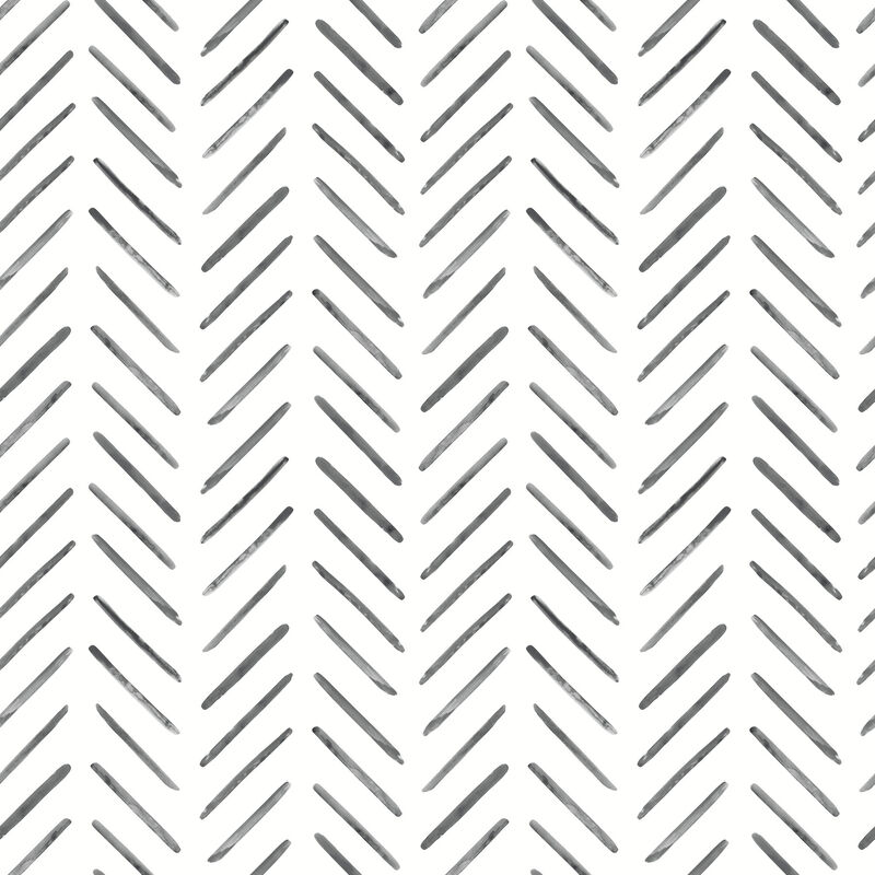 Painted Herringbone Watercolor Botanicals Wallpaper image number 0