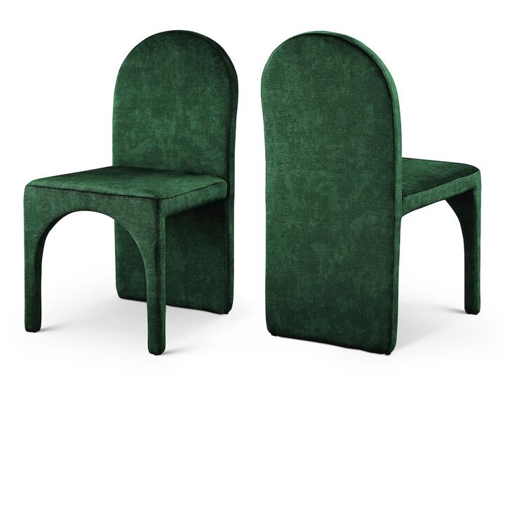 Meridian Furniture Summer Green Velvet Dining Side Chair, Set of 2