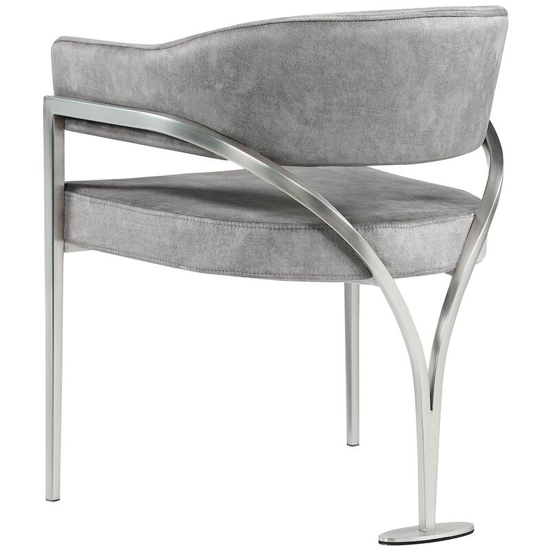 Meridian Furniture Madelyn Grey Velvet Dining Chair, Set of 2
