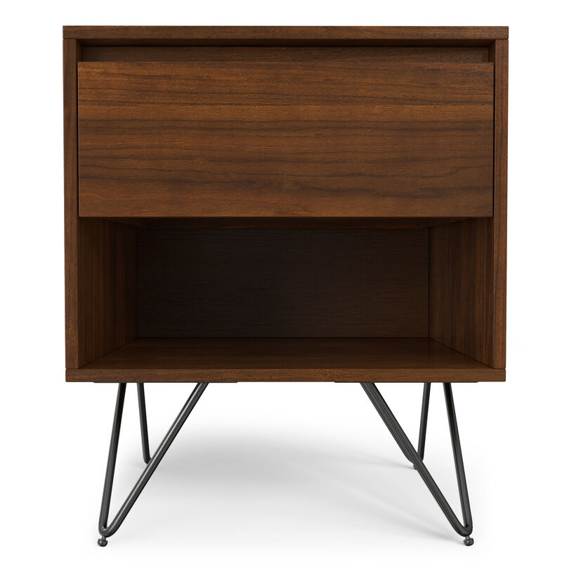 Hunter  20 inch Wide Industrial Modern Nightstand in Walnut