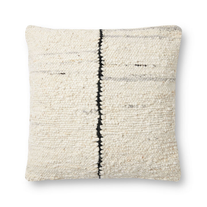 Carla PAL0030 Ivory/Black 22''x22'' Polyester Pillow by Amber Lewis x Loloi, Set of Two