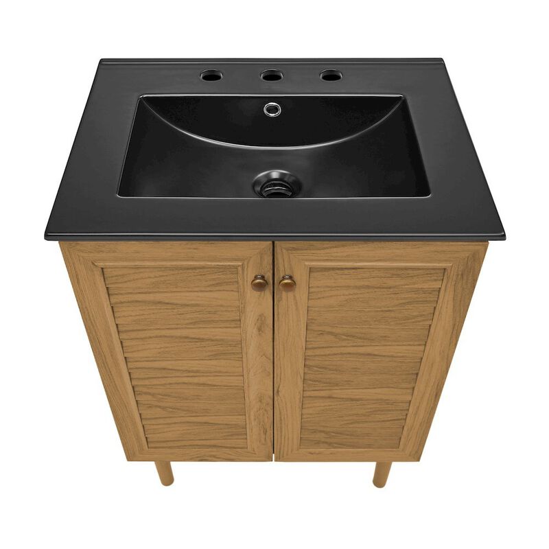 24" Freestanding Bathroom Vanity with 3-Hole Centerset Sink Top image number 2