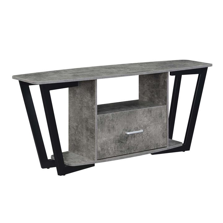 Convenience Concepts Graystone 60 inch 1 Drawer TV Stand with Shelves, Cement/Black