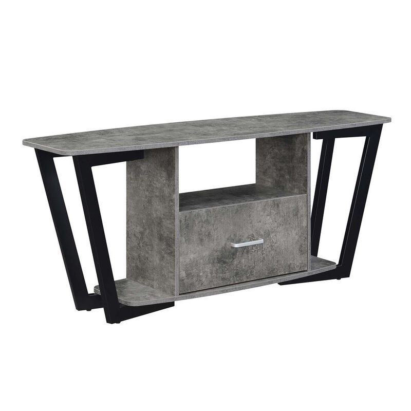 Convenience Concepts Graystone 60 inch 1 Drawer TV Stand with Shelves, Cement/Black