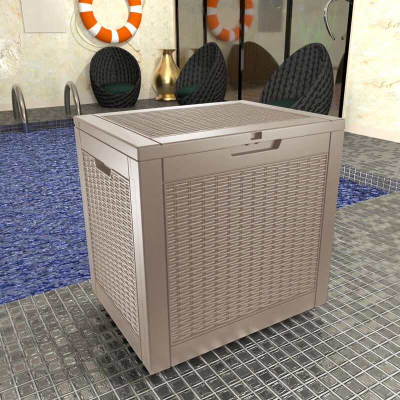 Mondawe 31 GAL Rattan Deck Boxes for Outdoor Storage with Side Handles