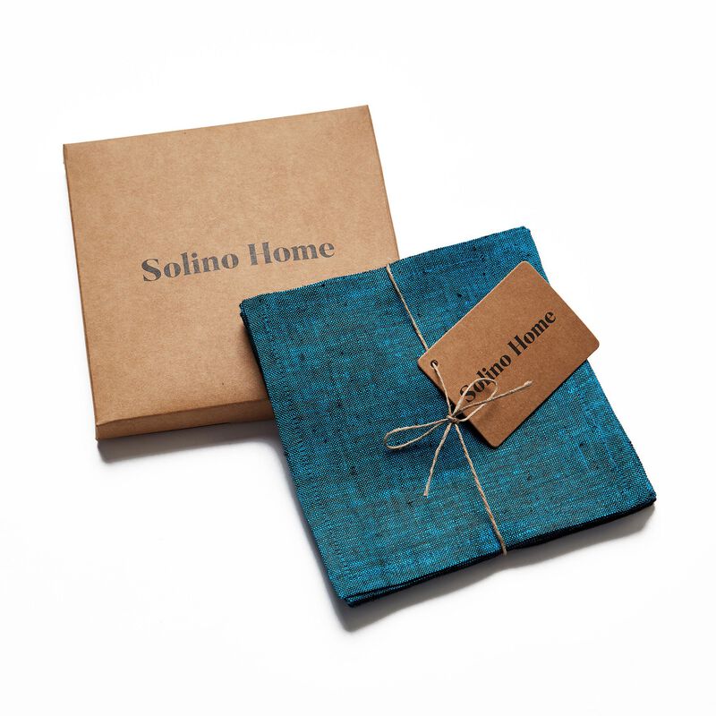 Christmas Linen Cocktail Napkins 6 x 6 in Set of 12 - Athena, Solino Home