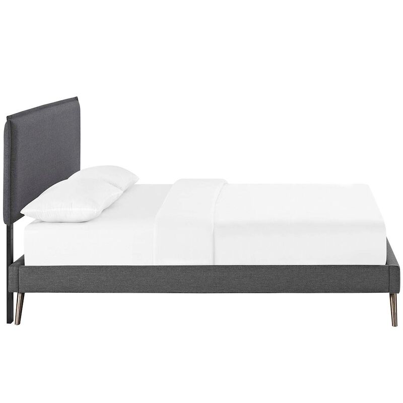 Amaris Fabric Queen Platform Bed with Round Splayed Legs image number 2