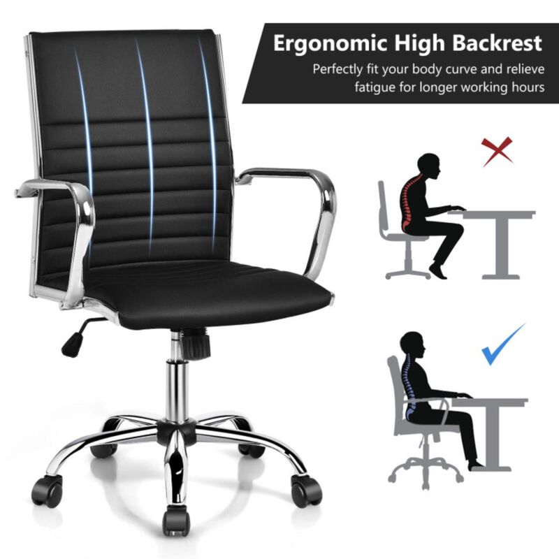 Hivvago High Back Ribbed Office Chair with Armrests