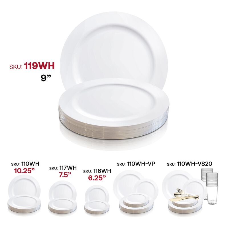 9" Solid White Economy Round Plastic Buffet Plates (60 Plates) image number 5