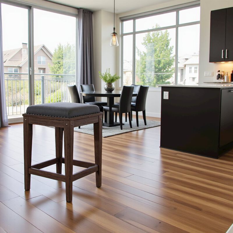 Starlight Canyon Home Brown Upholstered Console Stool, Solid Wood, Ideal for Vanity Desk