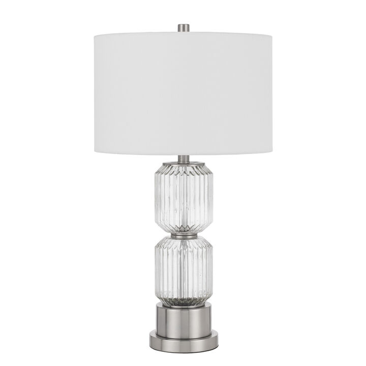 Hivvago 28" Nickel Metal Table Lamp With White Drum Shade