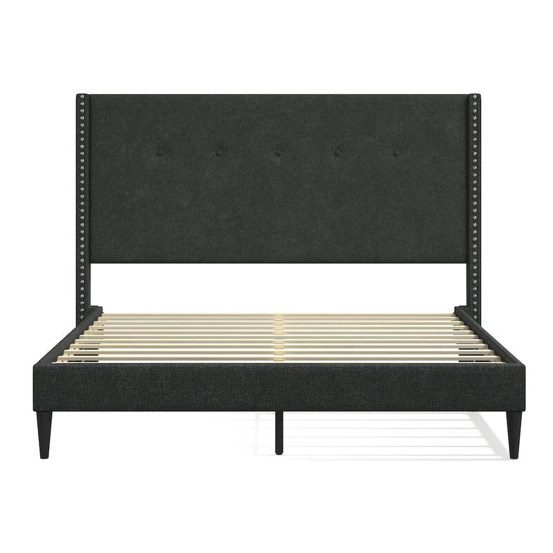Rize Home Upholstered Complete Bed Queen Gray image number 4