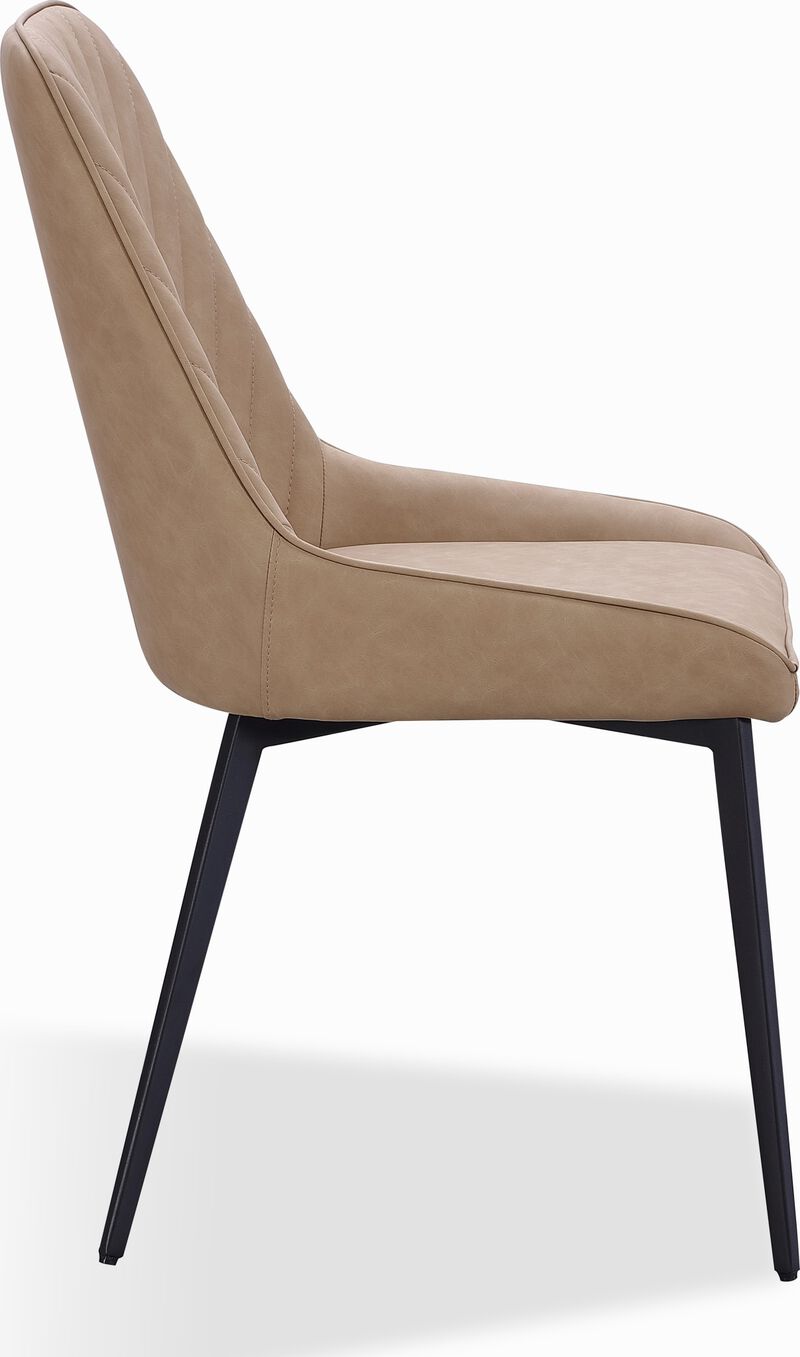 Lucia Metal Leg Upholstered Dining Chair in Honey Synthetic Leather - Set of 2