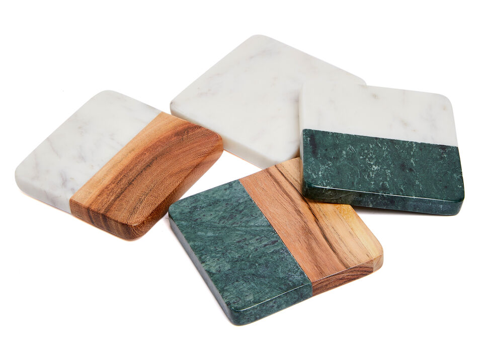Lexi Home 4 in. Marble Combo 4-Pack Coaster Set