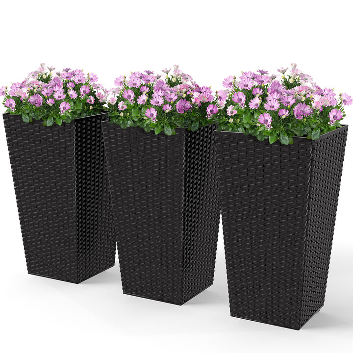 Hivvago Set of 3 Outdoor & Indoor Flower Pots, 24" Tall