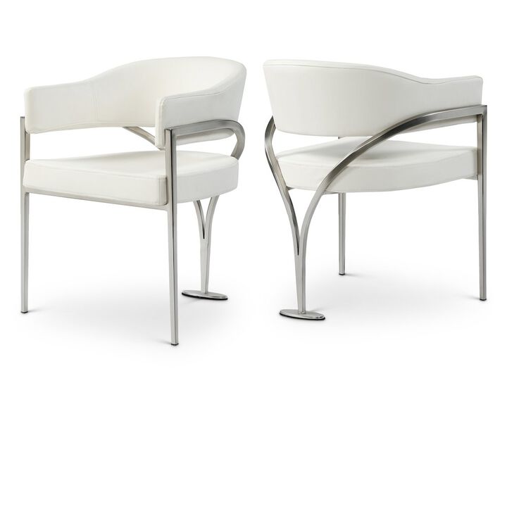 Meridian Furniture Madelyn Cream Vegan Leather Dining Chair, Set of 2