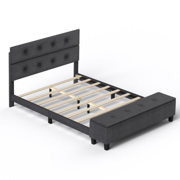 Hivvago Upholstered Bed Frame with Ottoman Storage