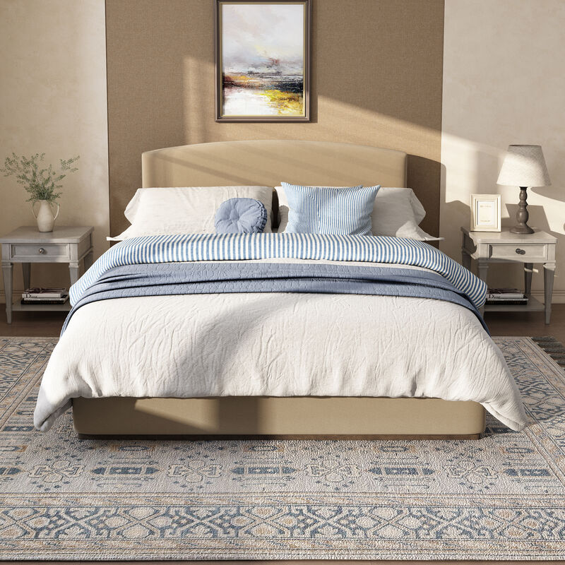 Christopher Knight Home Lombard Modern Velvet Upholstered Bed with Thick Headboard image number 1