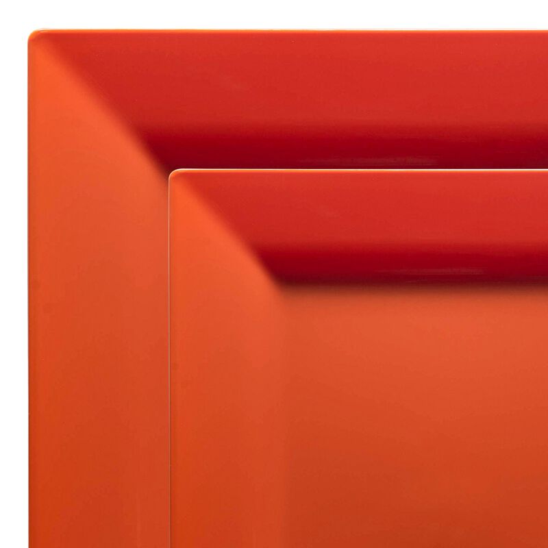 Burnt Orange Square Plastic Plates Dinnerware Value Set (40 Sets) image number 9