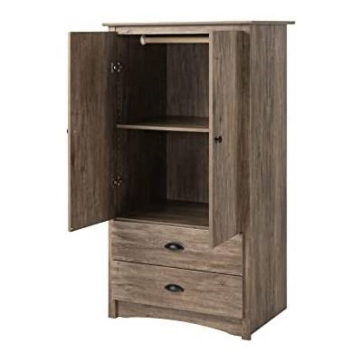 FarmHome Rustic 2 Drawer Bedroom Storage Armoire