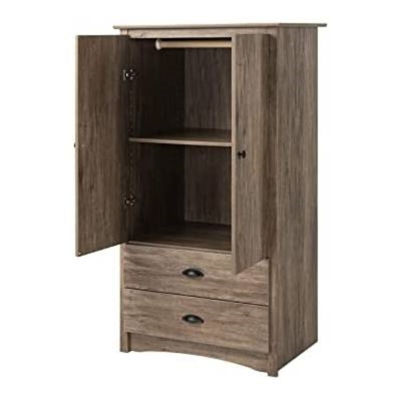FarmHome Rustic 2 Drawer Bedroom Storage Armoire