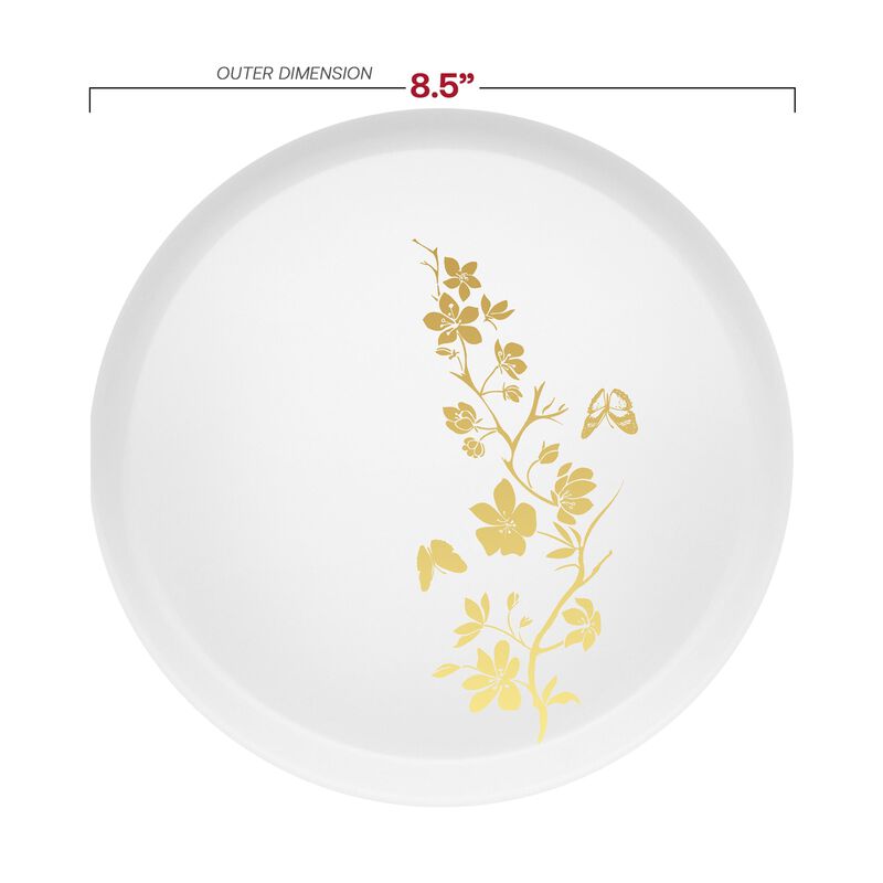 White with Gold Floral Plastic Dinnerware Value Set (120 Sets) image number 3