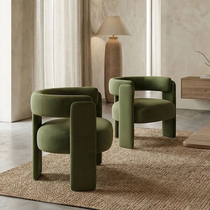 Envelor Modern Velvet Wingback Accent Armchair image number 3