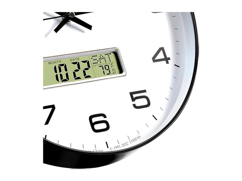 LCD Display Perpetual Calendar Temperature Wall Clock 12 Inch Silent Non Ticking image number 2