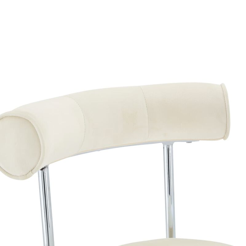 Set of 2 swivel bar stools, velvet upholstered adjustable height bar chair with open back, chrome base counter stools with footrest image number 5