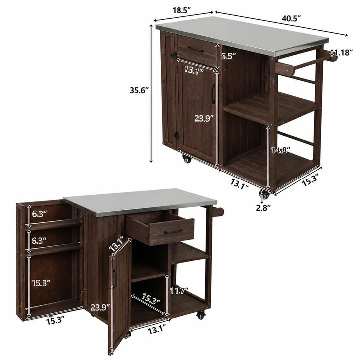 ELEMENT ACE Mobile Lockable Outdoor Kitchen Island Prep Cart with Stainless Top, Ample Storage and Racks for Patio Backyard Use