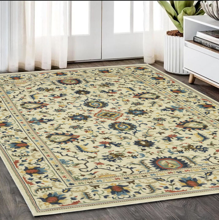 HomeRoots Oriental Area Rug With Fringe
