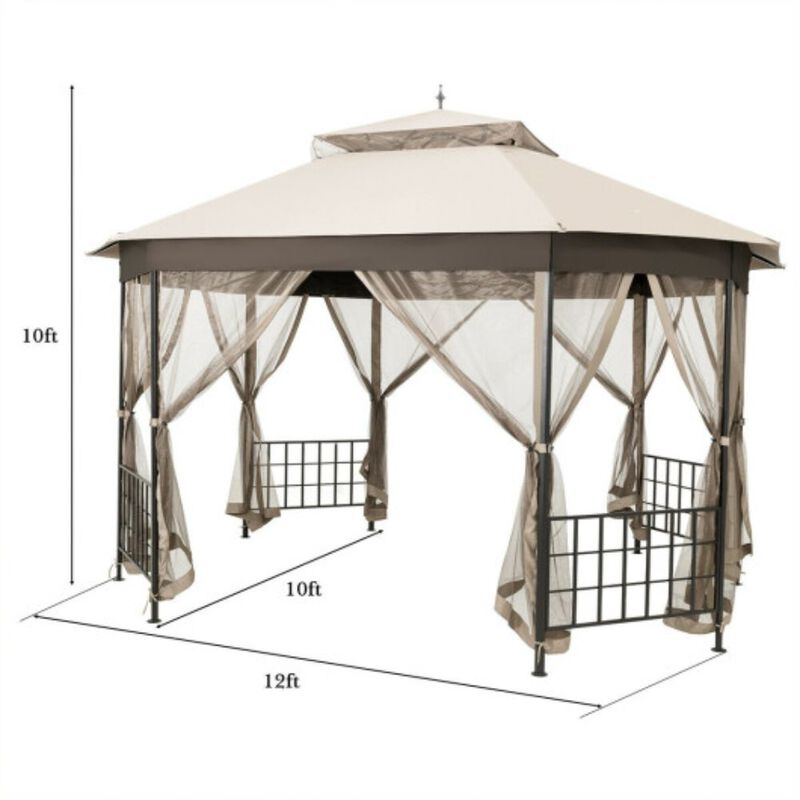 Octagonal Patio Gazebo with Mosquito Net image number 5
