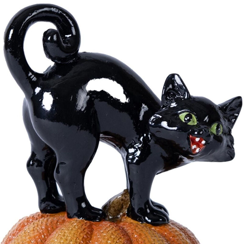 HomeRoots Set of Three Black And Orange Polyresin Halloween Black Cat Figurines image number 5