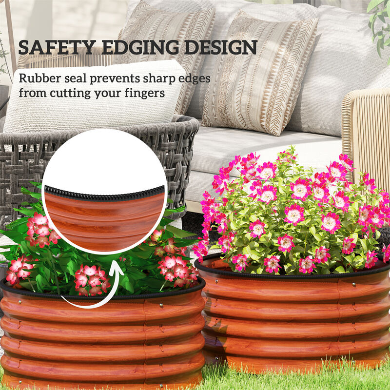 Set of 2 Heavy-Duty Galvanized Planter Tubs for Flowers & Herbs image number 5
