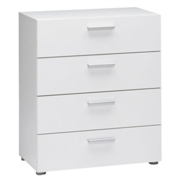 Hivvago Contemporary Style White 4 Drawer Bedroom Bureau Storage Chest