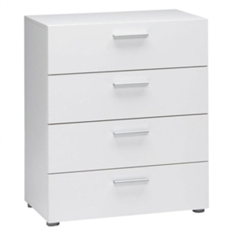 Hivvago Contemporary Style White 4 Drawer Bedroom Bureau Storage Chest