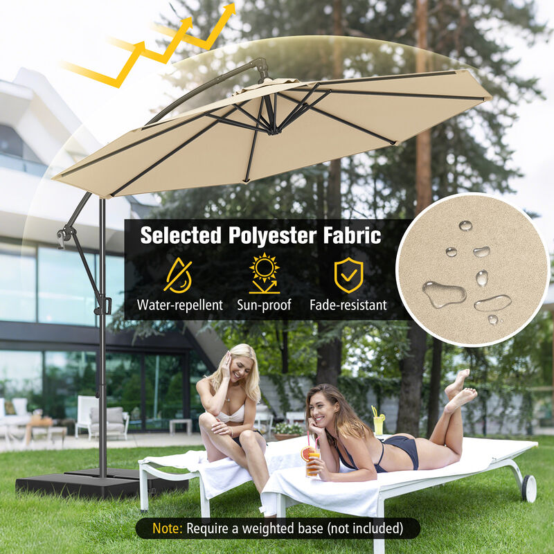 Offset Hanging Patio Umbrella with Base &ndash; Infinite Tilt Cantilever Design