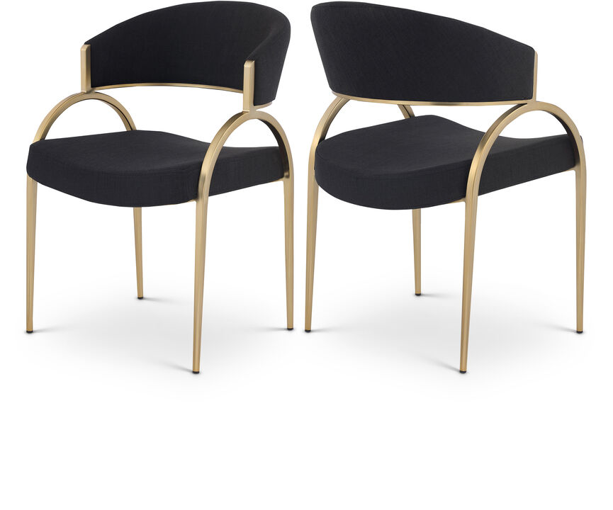 Meridian Furniture Privet Black Linen Textured Fabric Dining Chair, Set of 2