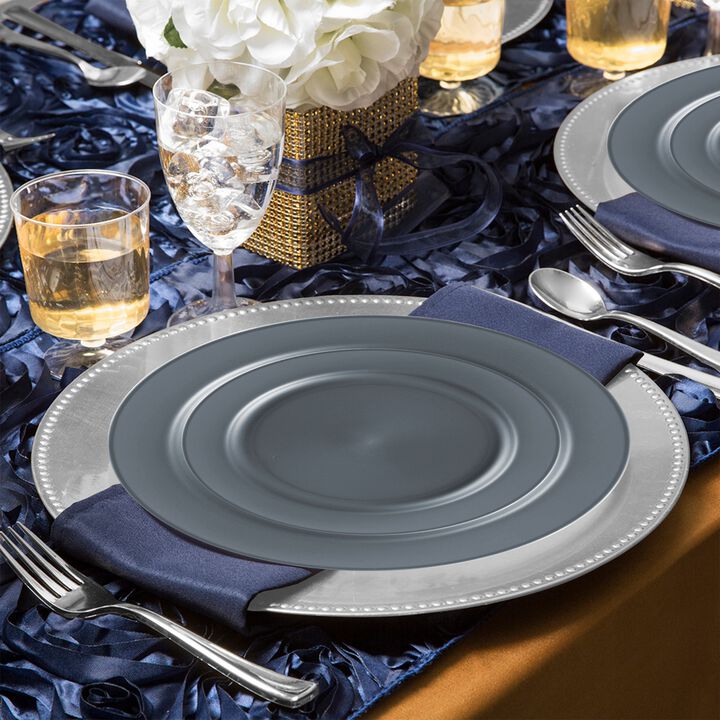 Matte Charcoal Gray Round Plastic Wedding Value Set (30 Sets)