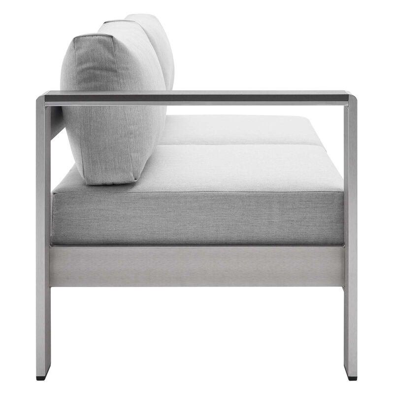 Modway - Shore Sunbrella&reg; Fabric Aluminum Outdoor Patio Left-Arm Loveseat