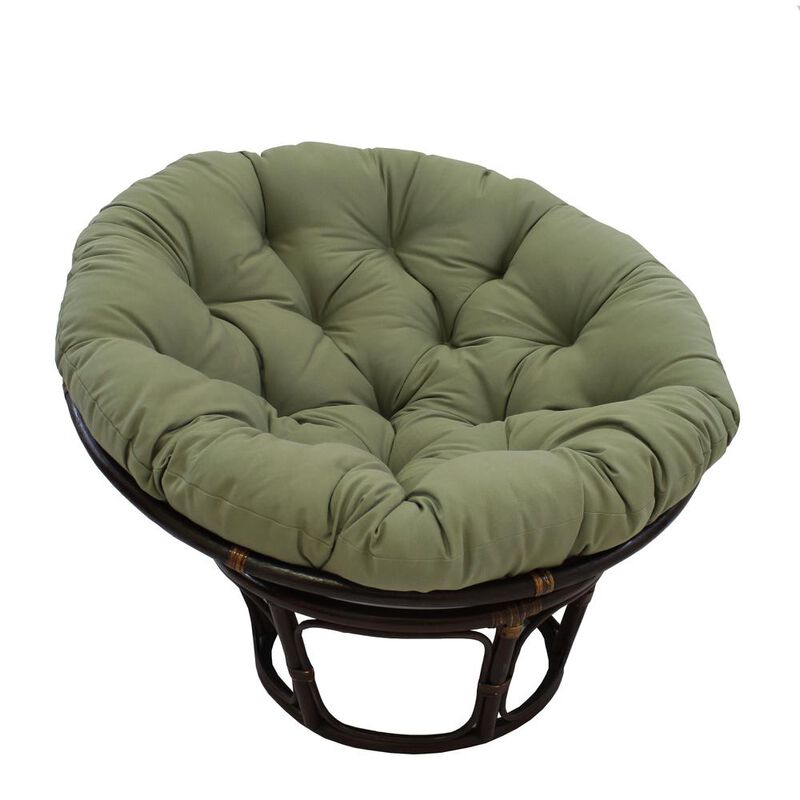 International Caravan 42-Inch Rattan Papasan Chair with Solid Twill Cushion
