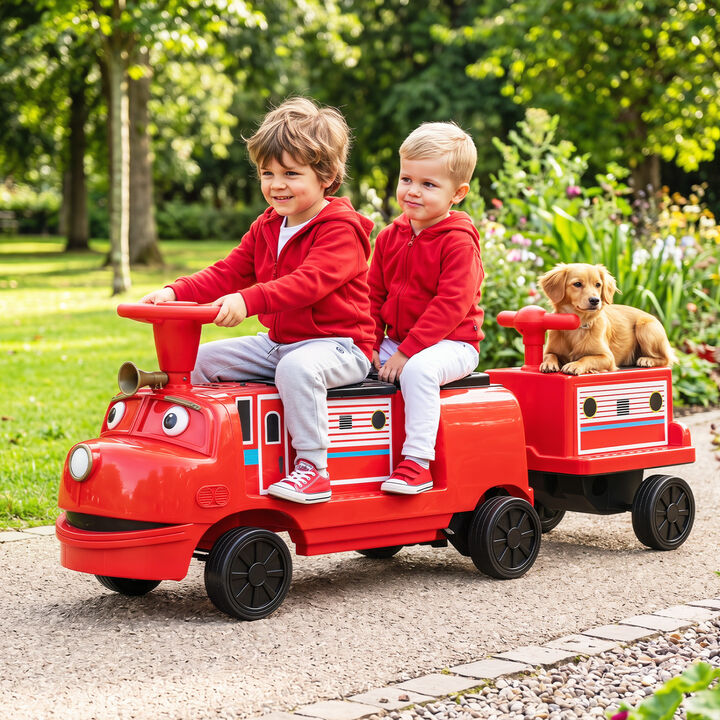 3 Seater 12V Kids Electric Ride On Train with Detachable Carriage for Yard