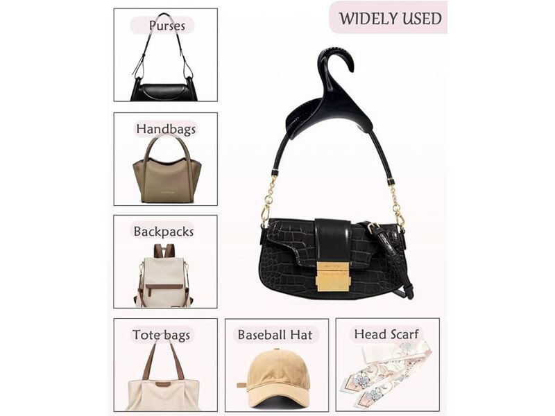 Bag Hanger | Black Purse Holder for Closet | Backpack Hanger Hook Organizer image number 1
