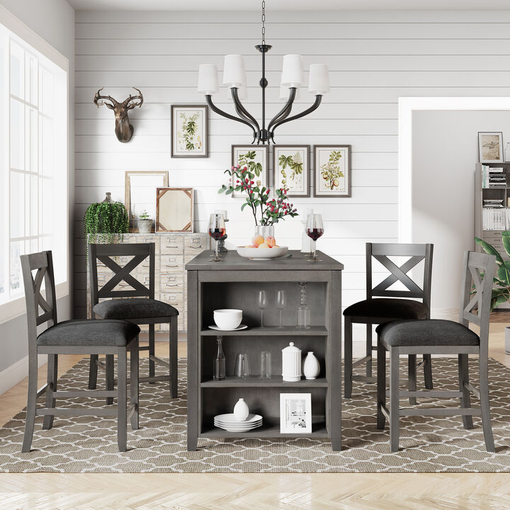 Merax 5 Pieces Counter Height Rustic Dining Table Set