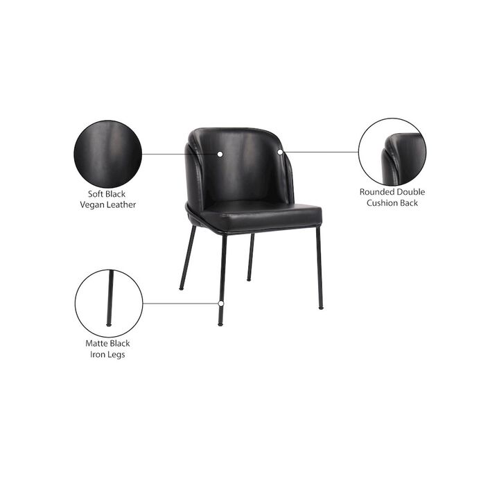 Meridian Furniture Jagger Black Vegan Leather Dining Chair, Set of 2