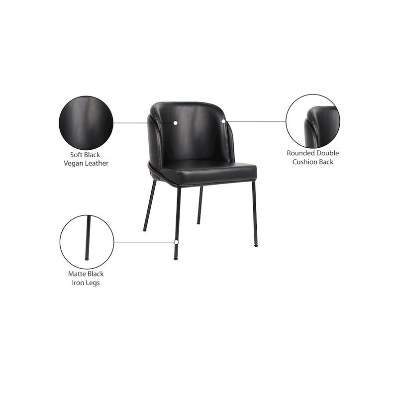 Meridian Furniture Jagger Black Vegan Leather Dining Chair, Set of 2
