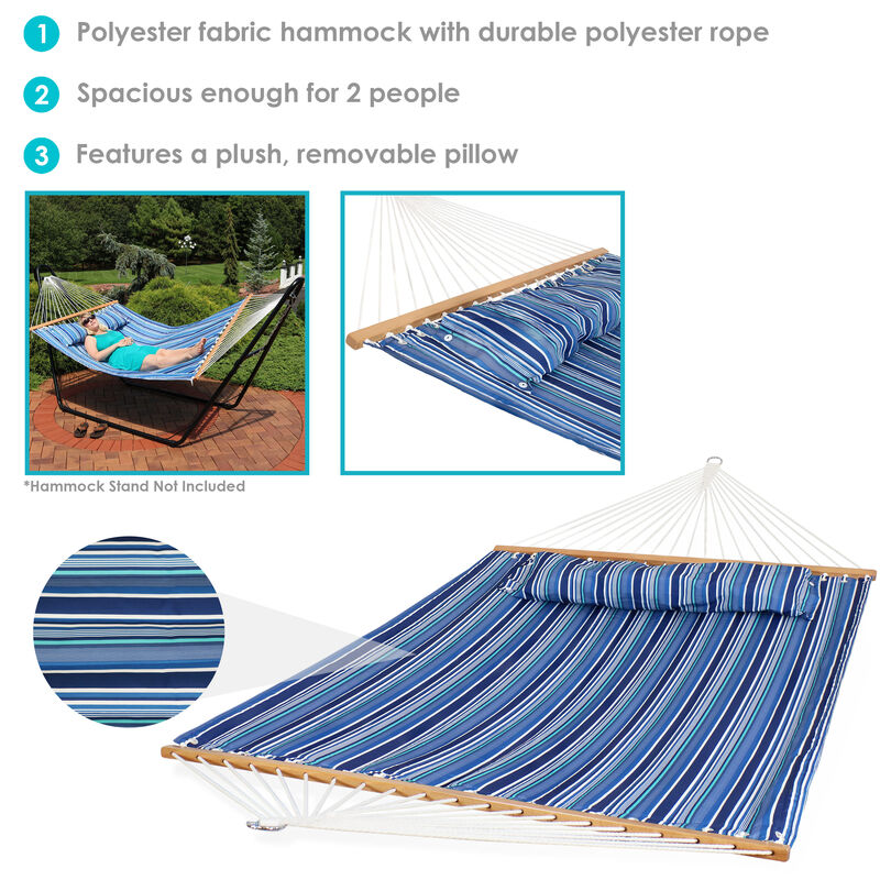 Sunnydaze Large Quilted Hammock with Spreader Bar and Pillow