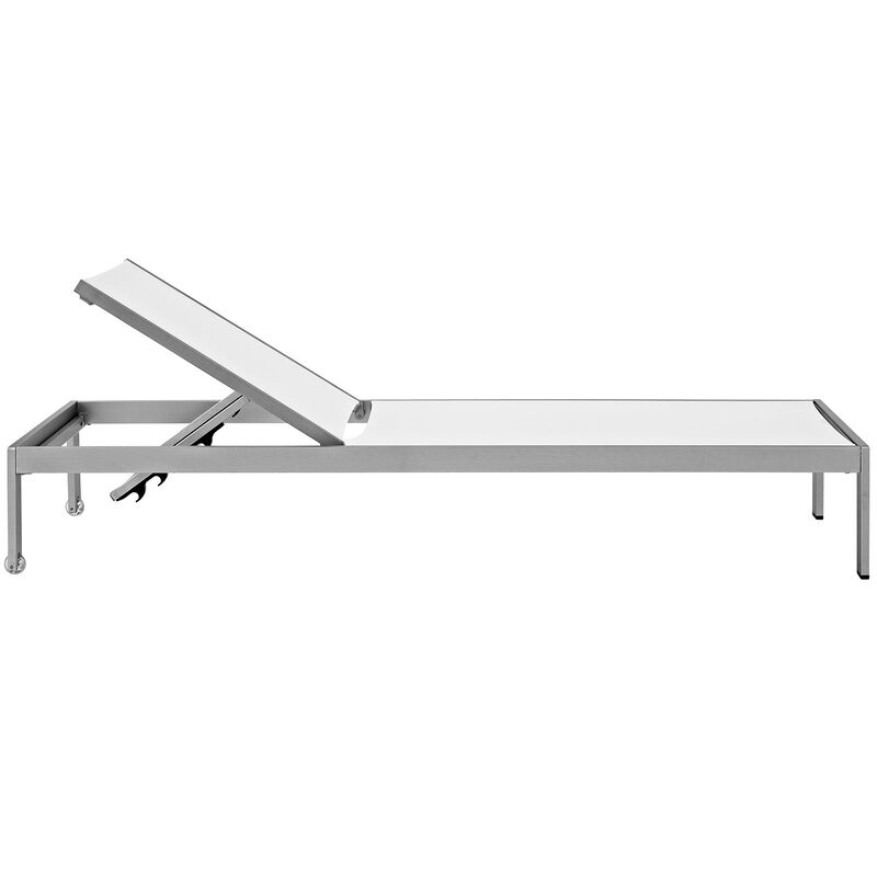 Silver White Shore Outdoor Patio Aluminum Chaise - Benzara image number 1