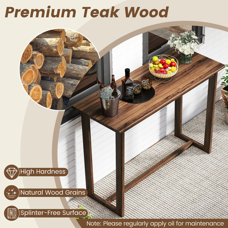 Outdoor Bar Table with Slatted Surface for Garden or Deck-Natural image number 7