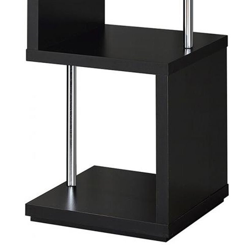 Well made Four Tier Wood And Metal Bookcase, Black